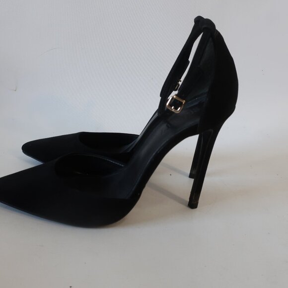 Womens Schutz Irma Black Suede Pointy Ankle Strap Stiletto Heel Pumps 8 - Picture 8 of 16